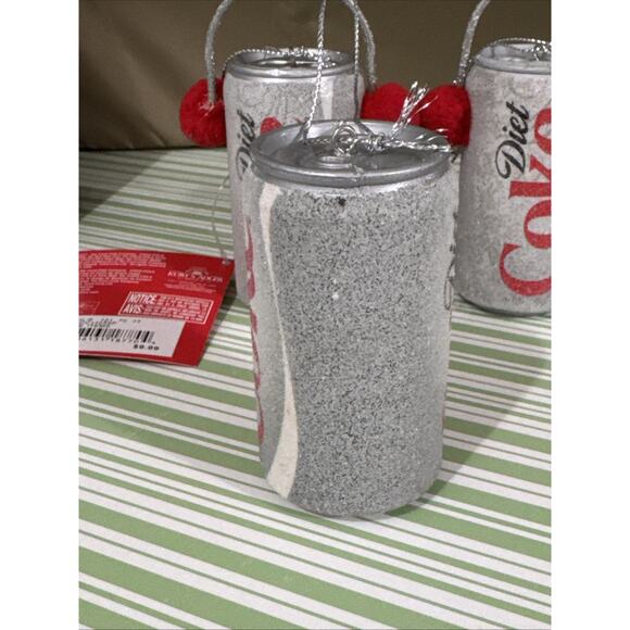 NWT Kurt Adler x Diet Coke FROSTED CAN CHRISTMAS ORNAMENT Set Of 3 - Picture 4 of 8